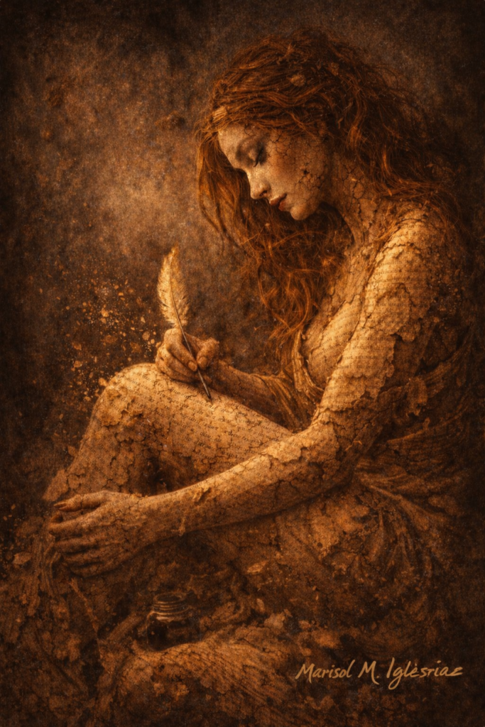 Female figure from the Skin of Parchment series — Marisol M.I